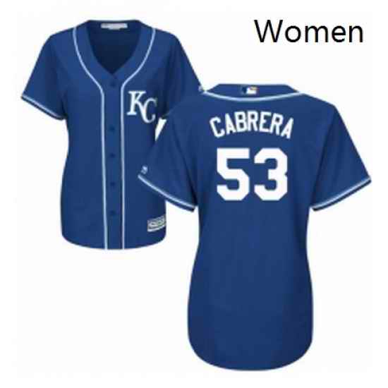 Womens Majestic Kansas City Royals 53 Melky Cabrera Replica Blue Alternate 2 Cool Base MLB Jersey